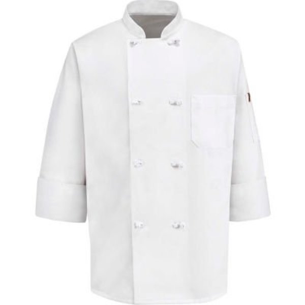 Vf Imagewear Chef Designs 8 Button-Front Chef Coat, Thermometer Pocket, Cloth Buttons, White, Poly/Cotton, L 0414WHRGL